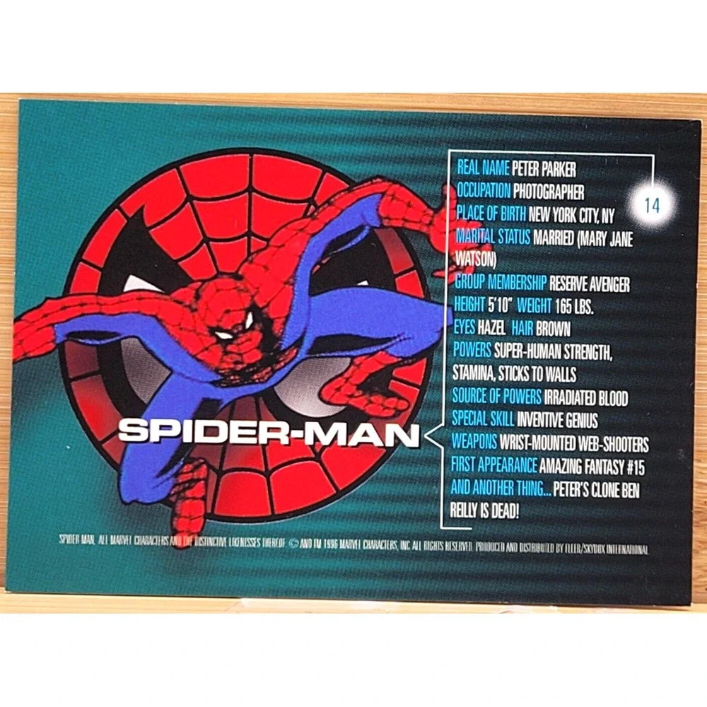 SPIDER-MAN 1996 MARVEL MOTION‎ FLEER/SKYBOX CARD #14